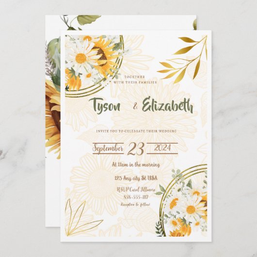 Weddenschap - Zonnebloemen - Geel en wit Kaart (Voorkant / Achterkant)