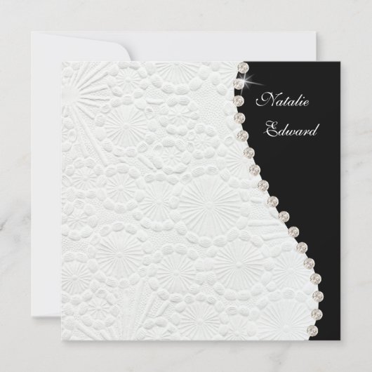 Weddenschap Zwart en wit patroon uitnodigen Kaart (Voorkant)