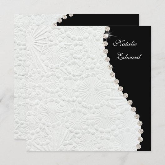 Weddenschap Zwart en wit  patroon uitnodigen Kaart (Voorkant / Achterkant)