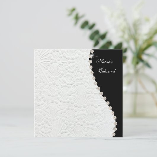 Weddenschap Zwart en wit  patroon uitnodigen Kaart (Staand voorkant)