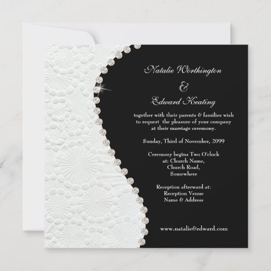 Weddenschap Zwart en wit  patroon uitnodigen Kaart (Achterkant)