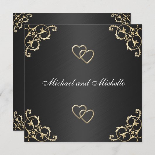 Weddenschap zwart met gouden metalen kaart (Voorkant / Achterkant)