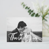 Weddenschap Zwart-wit Foto Modern Typografie 3 Bedankkaart (Staand voorkant)