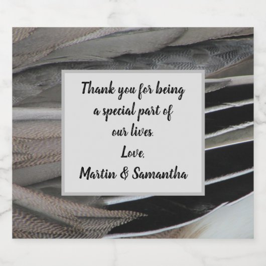 Weddenschap Zwarte Grijze Veer Moderne Bedankt Bier Etiket (Enkel label)