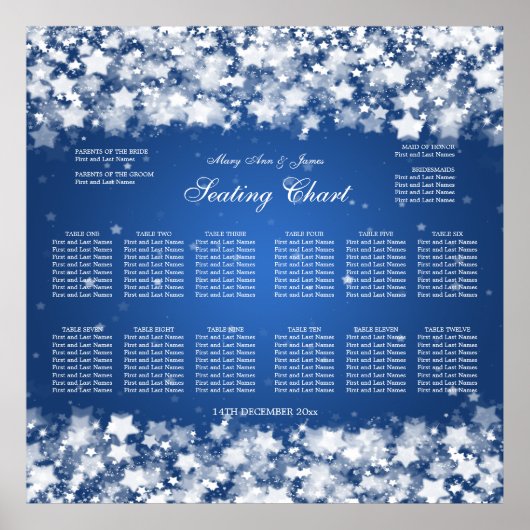 Weddenschapenkaart Dazzling Stars Blue Poster (Voorkant)