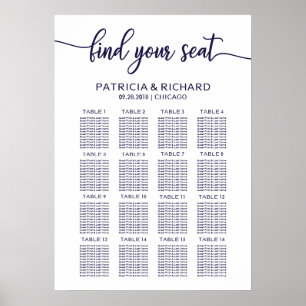 Weddenschapenkaart Elegant Chic Navy Blue Poster
