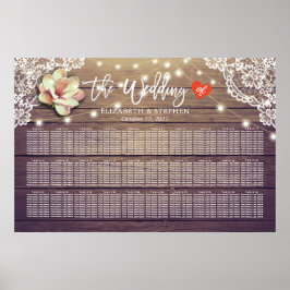 Weddenschapenkaart Grafiek Chic Floral Lights Wood Poster
