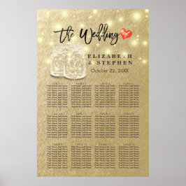 Weddenschapenkaart Mason Jar String Lights Gold Poster