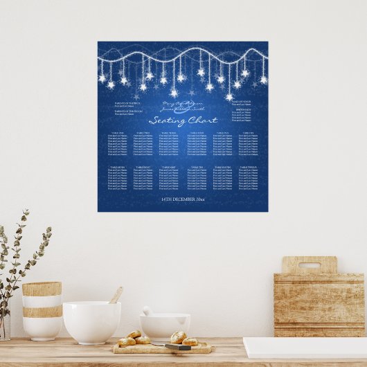 Weddenschapenkaart Shimmering Stars Blue 2 Poster (Keuken)