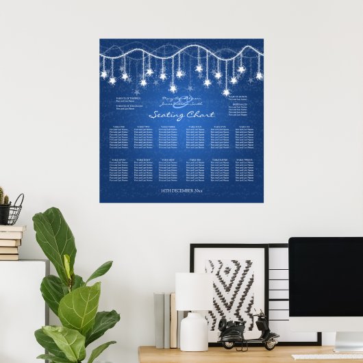 Weddenschapenkaart Shimmering Stars Blue 2 Poster (Thuiskantoor)