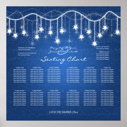 Weddenschapenkaart Shimmering Stars Blue 2 Poster (Voorkant)