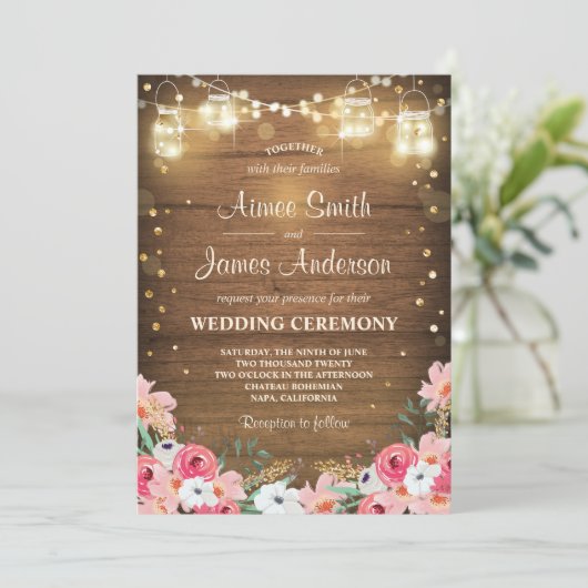 Weddenschappelijke viering Uitnodiging Floral Rust (Staand voorkant)