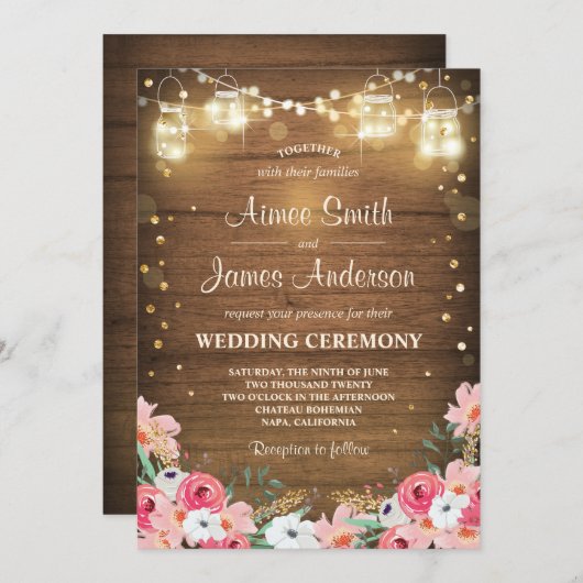 Weddenschappelijke viering Uitnodiging Floral Rust (Voorkant / Achterkant)