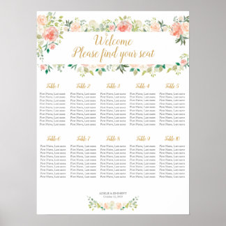 Weddenschappen 10 tafels | Blush rozen Poster