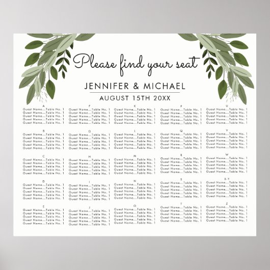 Weddenschappen - Alfabetische zitplaats Poster (Voorkant)