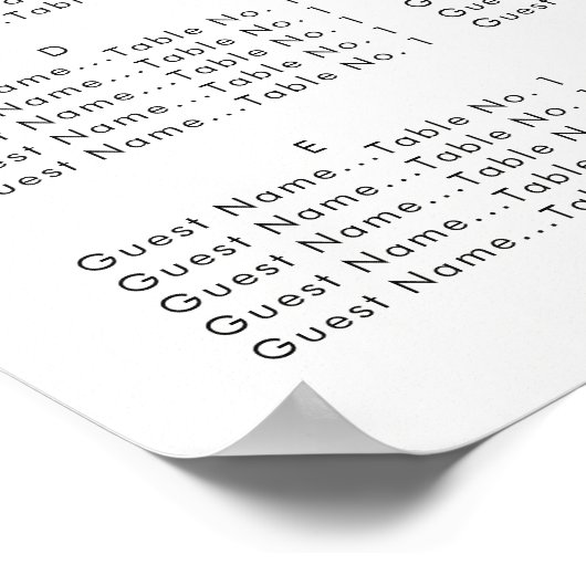 Weddenschappen - Alfabetische zitplaats Poster (Hoek)