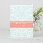 Weddenschappen Aqua Coral Damask Pattern Kaart (Staand voorkant)