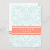 Weddenschappen Aqua Coral Damask Pattern Kaart (Voorkant / Achterkant)