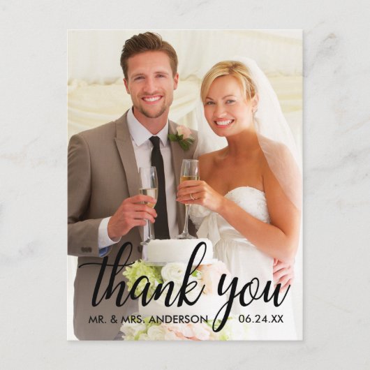 Weddenschappen Bedankt Bride en Groom Foto B Briefkaart (Voorkant)