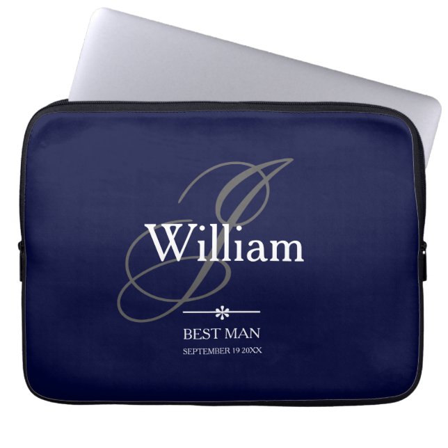 Weddenschappen Beste man Gift Monogram Modern Cool Laptop Sleeve (Voorkant)