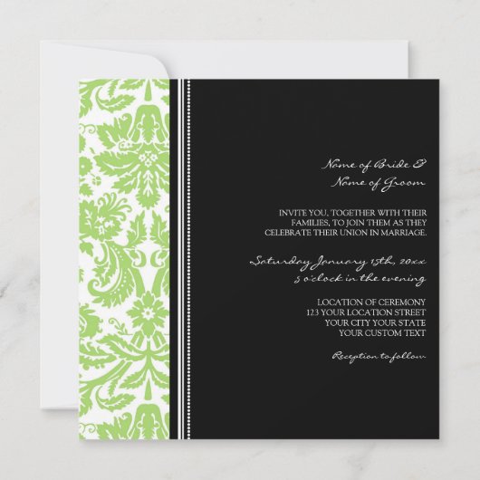 Weddenschappen Black Limoen Damask Pattern Kaart (Achterkant)