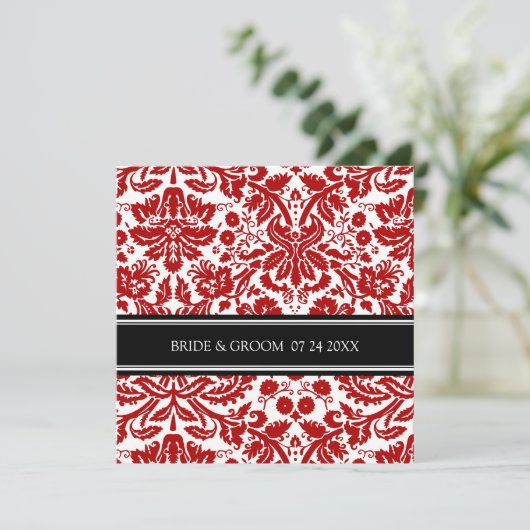 Weddenschappen Black Red Damask Pattern Kaart (Staand voorkant)