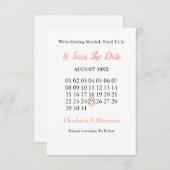 Weddenschappen Black White Coral Cute Save The Date (Voorkant / Achterkant)