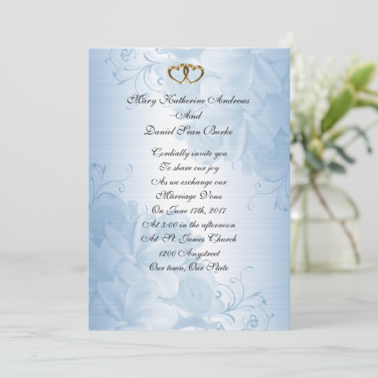 Weddenschappen Blauwe satijn elegant Kaart (Staand voorkant)