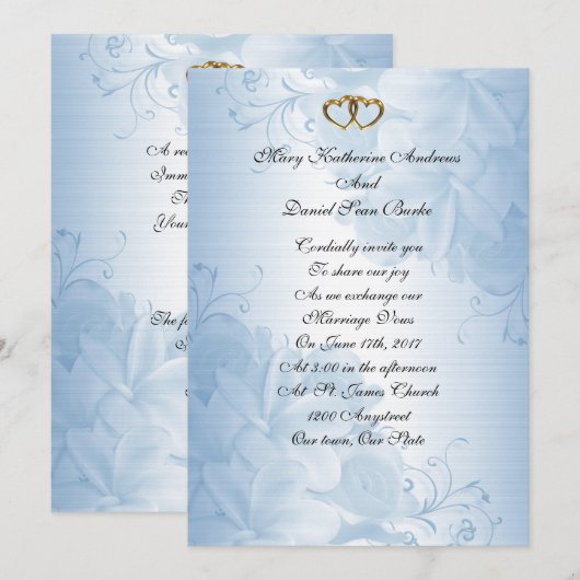 Weddenschappen Blauwe satijn elegant Kaart (Voorkant / Achterkant)