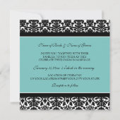 Weddenschappen Blauwgroen Black White Damask Kaart (Achterkant)