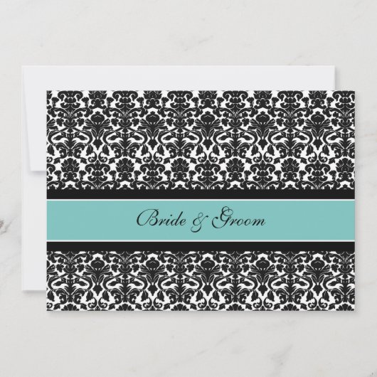 Weddenschappen Blauwgroen Black White Damask Kaart (Voorkant)
