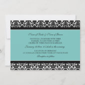 Weddenschappen Blauwgroen Black White Damask Kaart (Achterkant)
