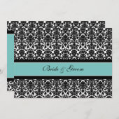 Weddenschappen Blauwgroen Black White Damask Kaart (Voorkant / Achterkant)