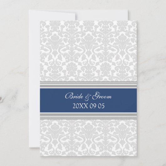 Weddenschappen Blue Grey White Damask Kaart (Voorkant)