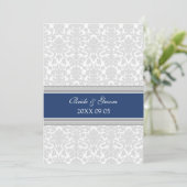 Weddenschappen Blue Grey White Damask Kaart (Staand voorkant)