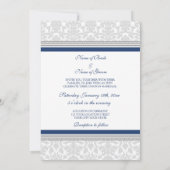 Weddenschappen Blue Grey White Damask Kaart (Achterkant)