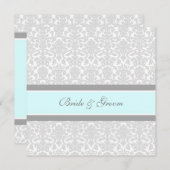 Weddenschappen Blue Grey White Damask Kaart (Voorkant / Achterkant)
