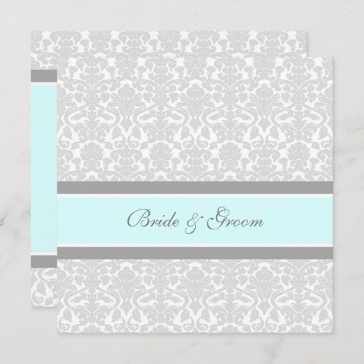 Weddenschappen Blue Grey White Damask Kaart (Voorkant / Achterkant)