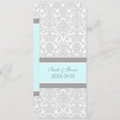 Weddenschappen Blue Grey White Damask Kaart (Voorkant / Achterkant)