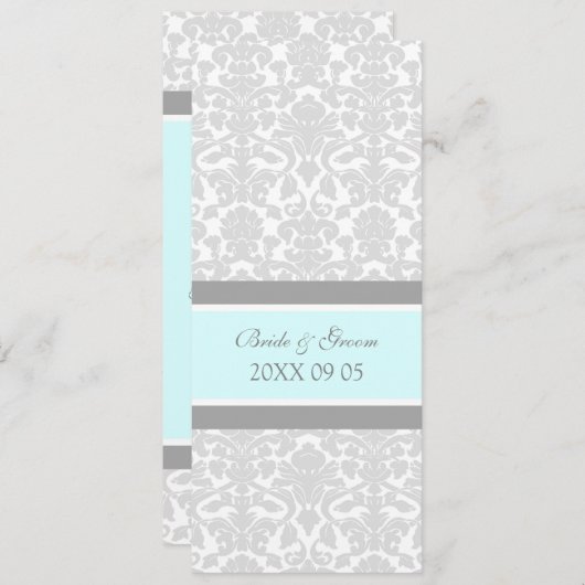 Weddenschappen Blue Grey White Damask Kaart (Voorkant / Achterkant)