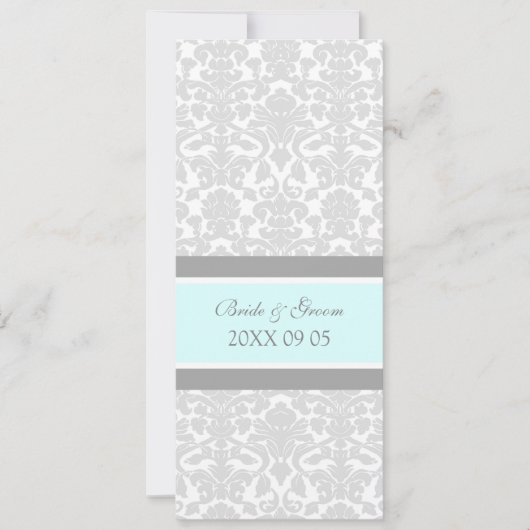 Weddenschappen Blue Grey White Damask Kaart (Voorkant)
