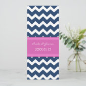 Weddenschappen Blue Hot Pink Chevron Kaart (Staand voorkant)