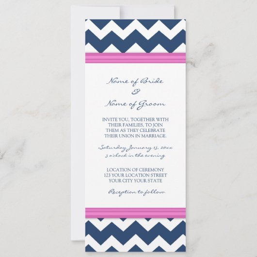 Weddenschappen Blue Hot Pink Chevron Kaart (Achterkant)