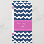 Weddenschappen Blue Hot Pink Chevron Kaart (Voorkant / Achterkant)