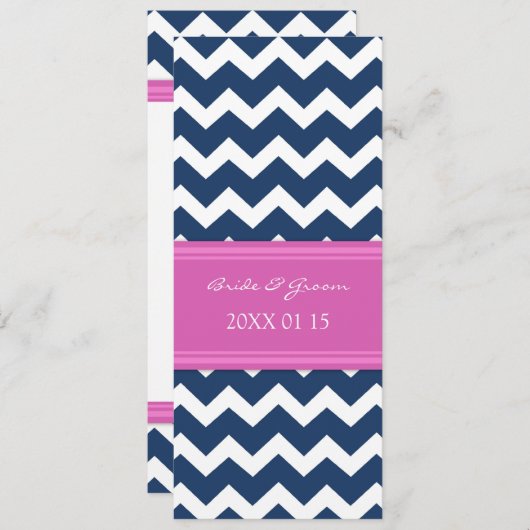 Weddenschappen Blue Hot Pink Chevron Kaart (Voorkant / Achterkant)