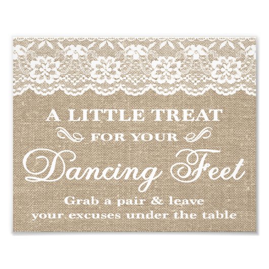 Weddenschappen - Burlap & Lace - Dansfeet - Foto Afdruk (Voorkant)