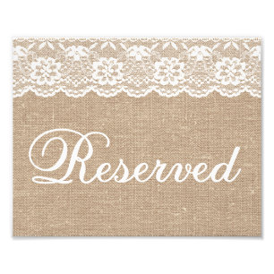 Weddenschappen - Burlap & Lace - Gereserveerd - Foto Afdruk