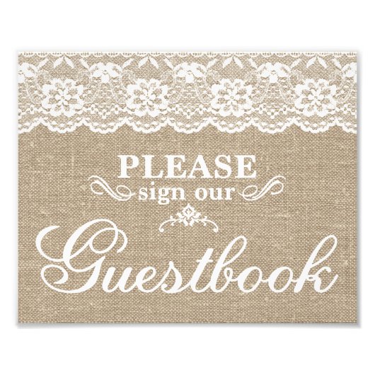 Weddenschappen - Burlap & Lace - Guestbook - Foto Afdruk (Voorkant)