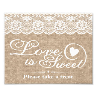 Weddenschappen - Burlap & Lace - Love is Sweet - Foto Afdruk