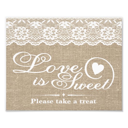 Weddenschappen - Burlap & Lace - Love is Sweet - Foto Afdruk (Voorkant)